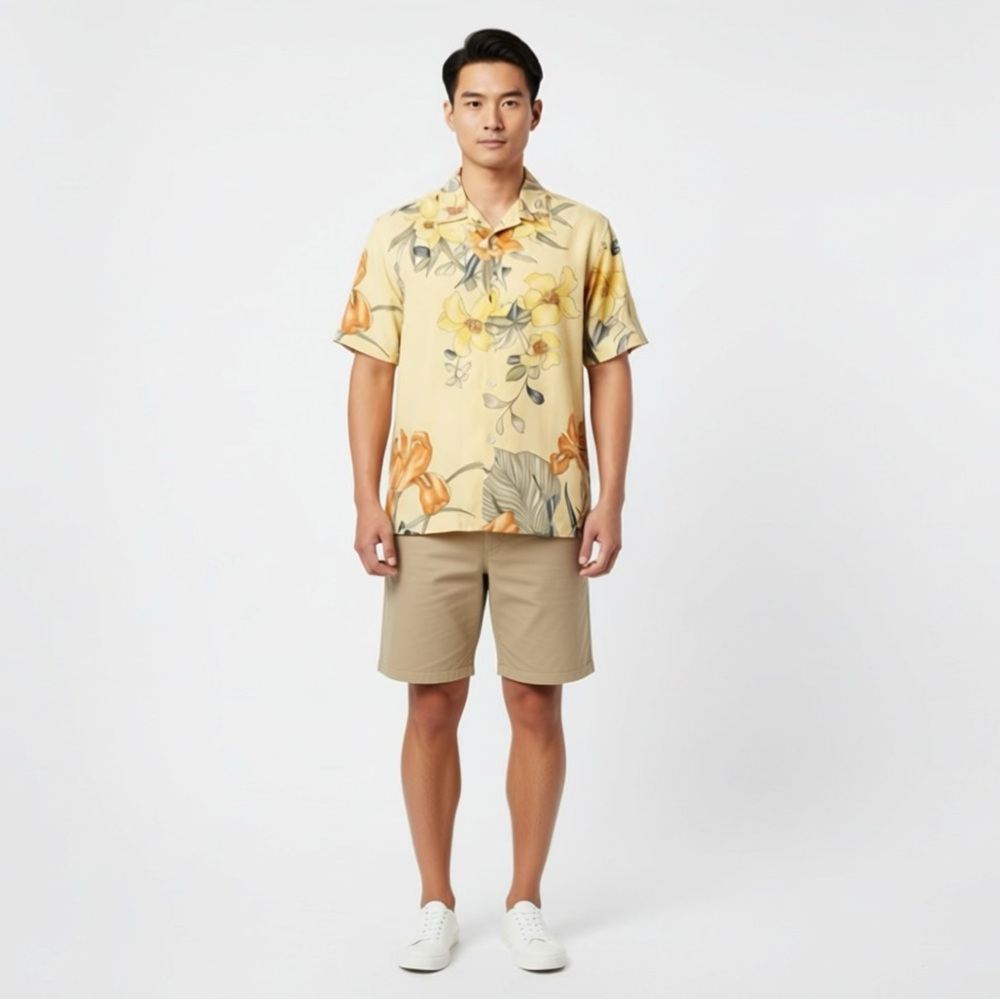 Tommy Bahama Floral Hawaiian Silk Shirt-Size L